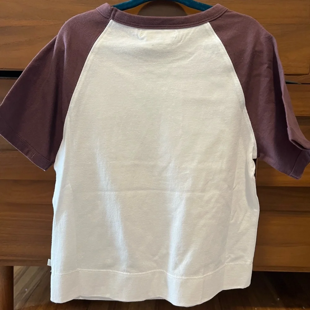The Sunday Collective Raglan Tee - White and Brown - Picture 3 of 3